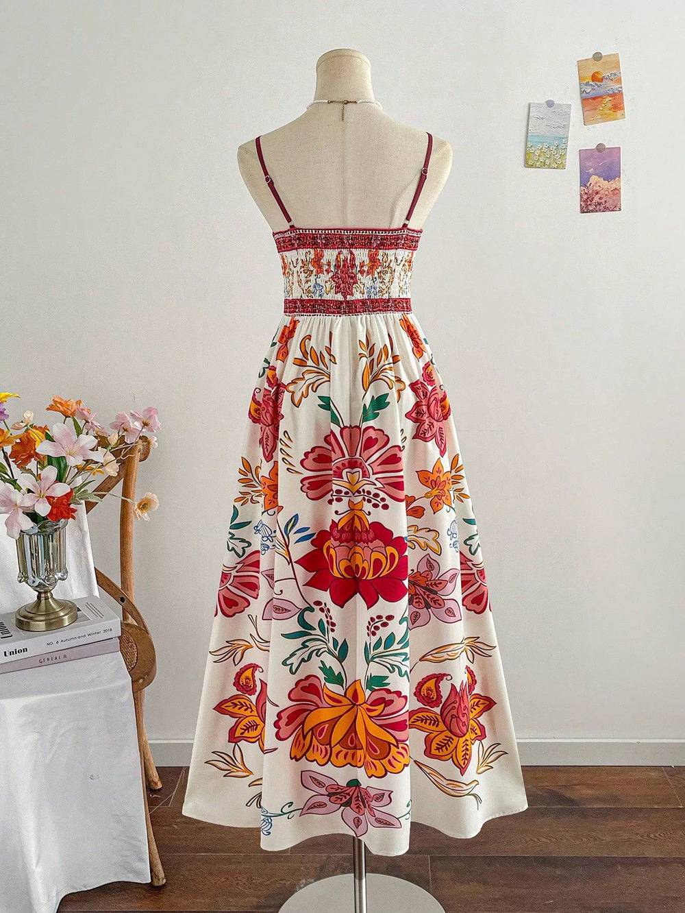 ZARA Elegant Printed Long Strappy Vacation Dress - Picture 2 of 6